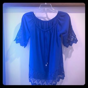 Cute royal blue peasant top size M/L